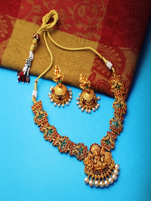 

Adwitiya Collection Gold-Toned Copper Gold-Plated Handcrafted Necklace