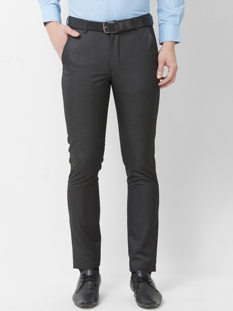 

Solemio Men Charcoal Grey Slim Fit Solid Formal Trousers