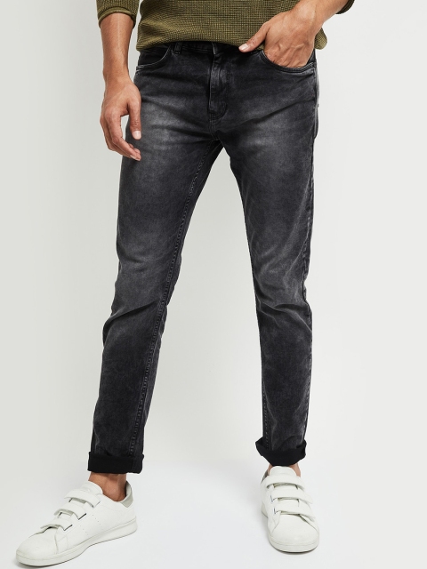 

max Men Charcoal Skinny Fit Mid-Rise Clean Look Stretchable Jeans