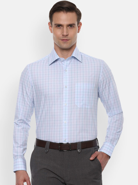 

Louis Philippe Men Blue Regular Fit Checked Cotton Casual Shirt