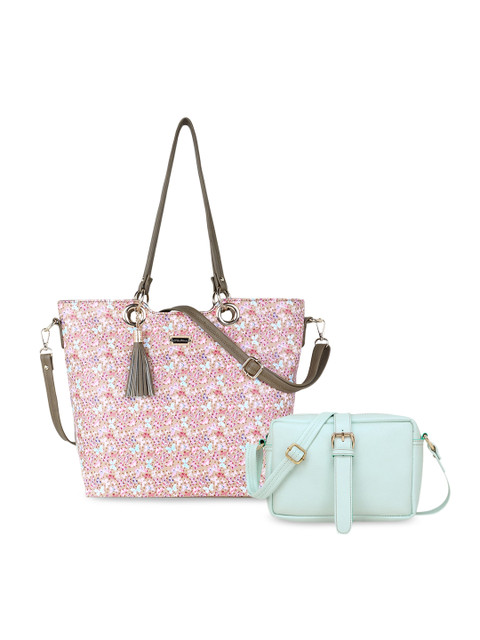 

WOMEN MARKS Grey & Sea Green Printed Shoulder & Sling Bag