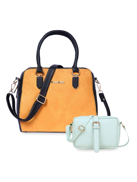 WOMEN MARKS Yellow Solid Handheld Bag Combo