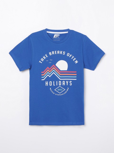 

Fame Forever by Lifestyle Boys Blue Printed Round Neck T-shirt