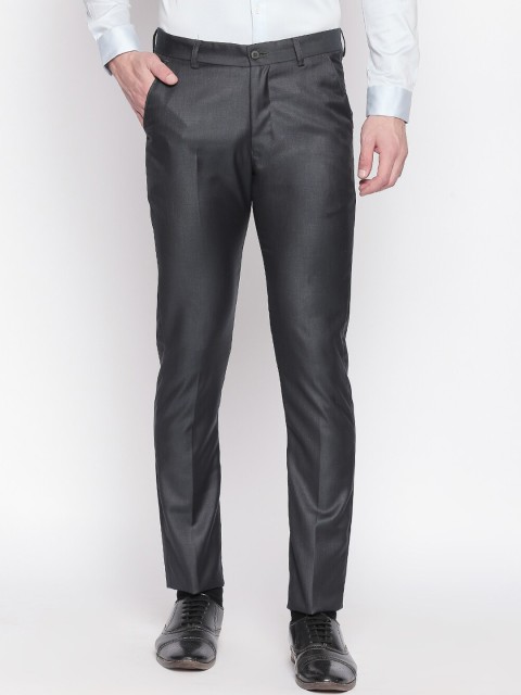 

Solemio Men Black Slim Fit Solid Formal Trousers