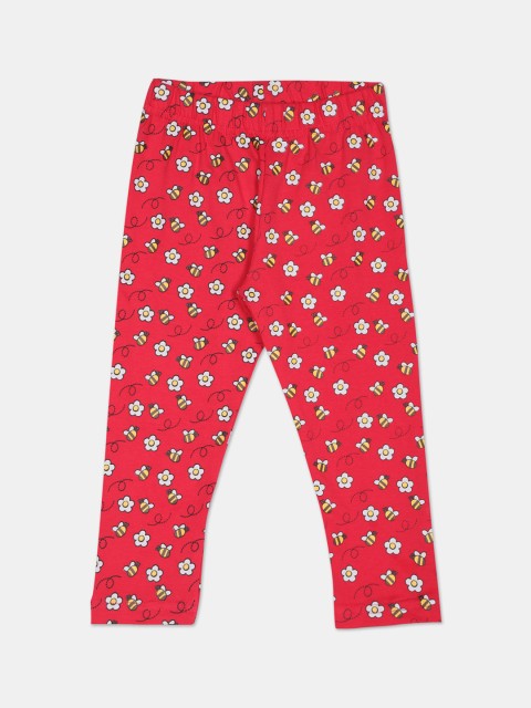 

Donuts Infant Girls Red & Yellow Printed Ankle-Length Leggings