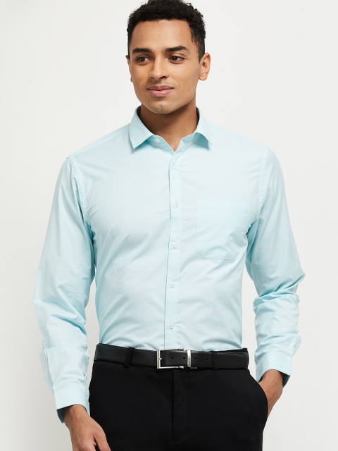 

max Men Blue Regular Fit Solid Casual Shirt