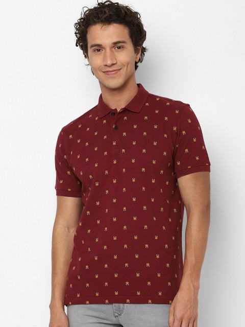 

Allen Solly Men Maroon Printed Polo Collar T-shirt
