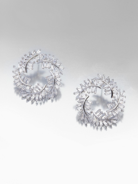 

shaze Silver-Toned Classic Drop Earrings