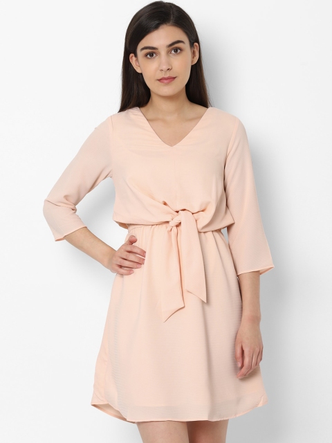 

Allen Solly Woman Women Peach-Coloured Self Design Fit and Flare Dress