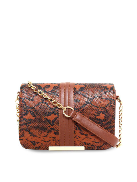 

yelloe Tan Printed Sling Bag