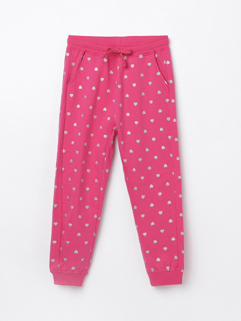 

Fame Forever by Lifestyle Girls Fuchsia Pink & Silver-Colored Printed Joggers