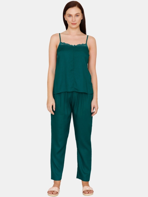 

Zivame Women Green Solid Night suit