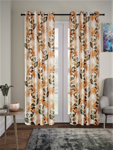 

Home Sizzler Beige & Orange Set of 2 Door Curtains