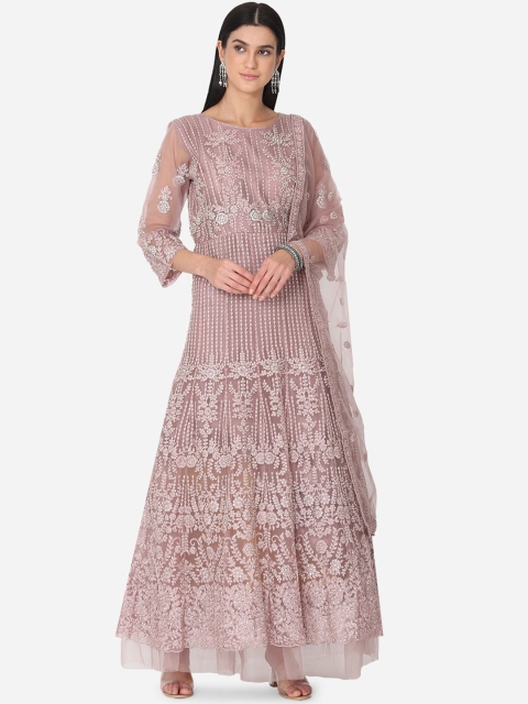 

BOMBAY SELECTIONS Women Mauve Embroidered Kurta with Palazzos & Dupatta