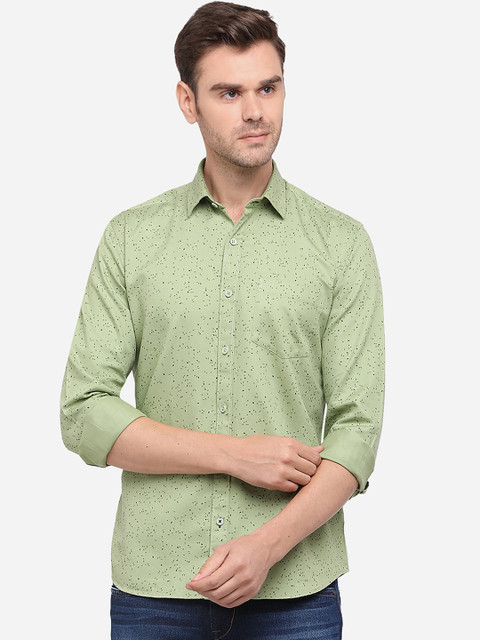 

Greenfibre Men Green Slim Fit Printed Casual Shirt