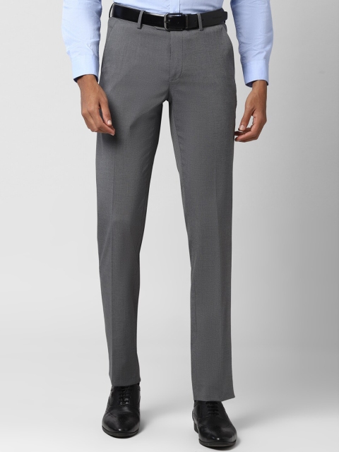 

Peter England Men Grey & White Slim Fit Printed Formal Trousers