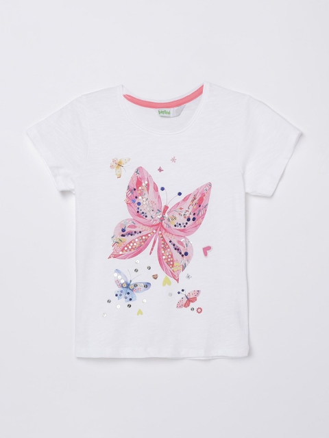 

Bossini Girls White Printed Round Neck T-shirt