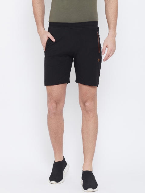 

Okane Men Black Solid Regular Fit Sports Shorts