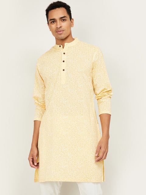 

Melange by Lifestyle Men Yellow & White Floral Printed Kurta