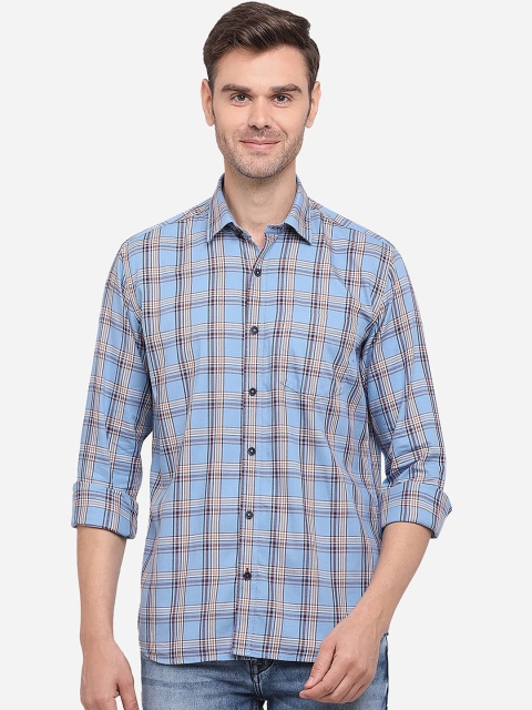 

Greenfibre Men Blue Slim Fit Checked Casual Shirt