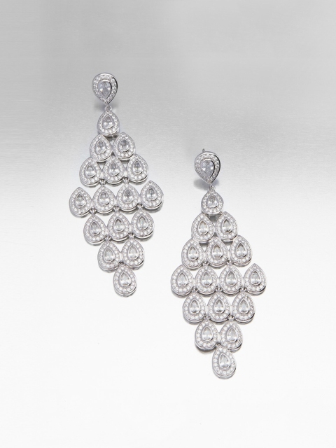 

shaze Silver-Toned Contemporary Drop Earrings