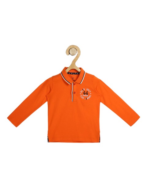 

Allen Solly Junior Boys Orange Self Design Polo Collar T-shirt