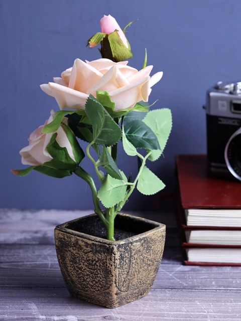 

A Vintage Affair- Home Decor Pink & Green Ella Artificial Flower With Brown Pot