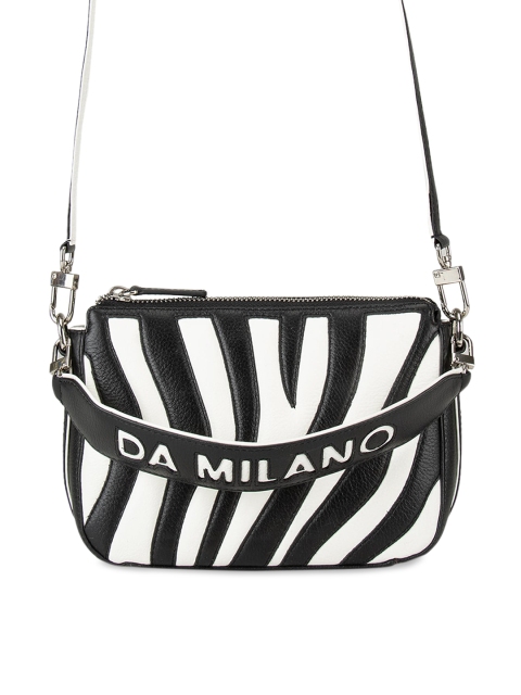 

Da Milano Black & White Textured Sling Bag