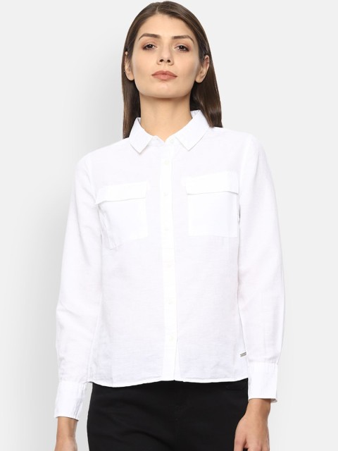 

Van Heusen Woman Women White Regular Fit Solid Casual Shirt