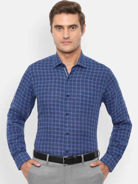 

Van Heusen Men Blue Regular Fit Checked Linen Casual Shirt