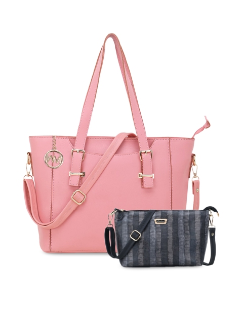 

WOMEN MARKS Peach-Coloured Solid Handheld Bag with Pouch