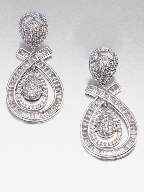 

shaze Silver-Toned Handcrafted Contemporary Drop Earrings