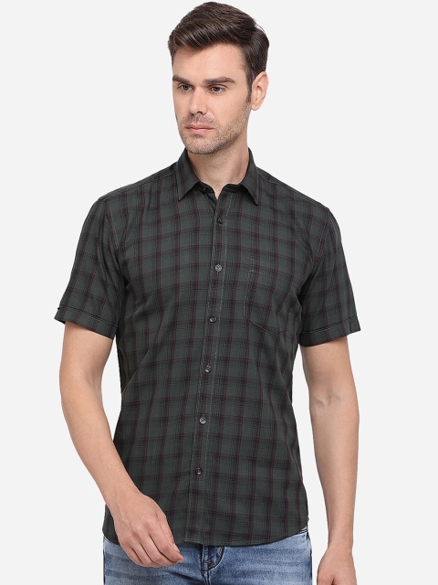 

Greenfibre Men Green Slim Fit Checked Casual Shirt
