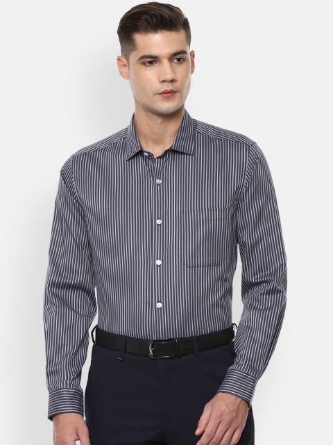 

Louis Philippe Men Black & White Slim Fit Striped Formal Shirt