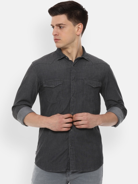 

Louis Philippe Jeans Men Charcoal Solid Casual Shirt
