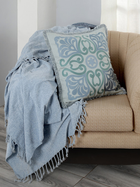 

MASPAR Blue Set of Single Ethnic Motifs Square Cushion Covers