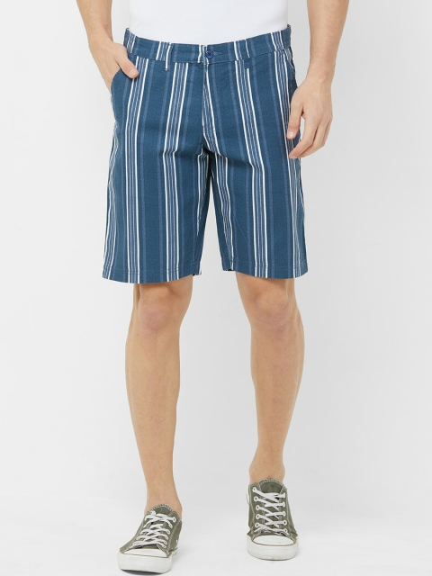 

FiTZ Men Blue & White Striped Regular Fit Chino Shorts
