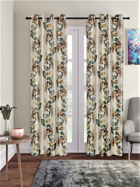 

Home Sizzler Beige & Brown Set of 2 Door Curtains