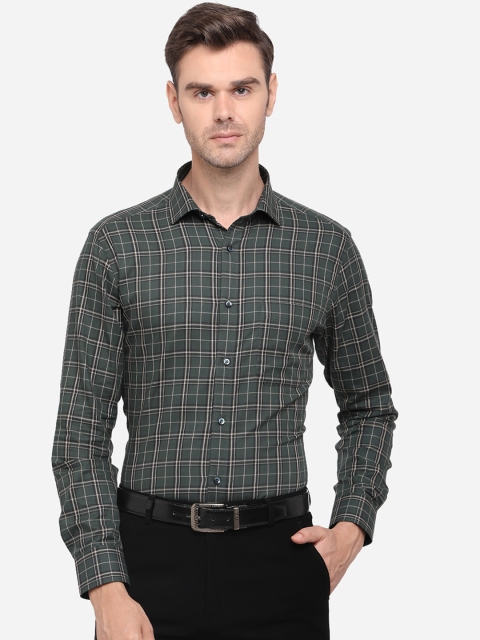 

Greenfibre Men Green Slim Fit Checked Casual Shirt