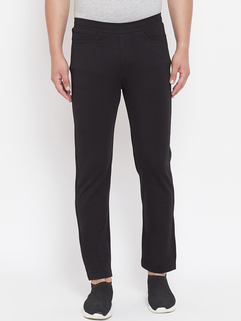 

Okane Men Black Solid Track Pants