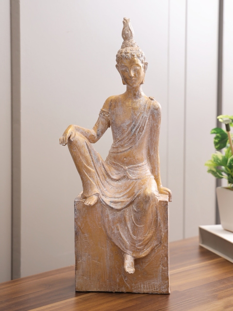 

HomeTown Gold-Toned & White Buddha Figurine Showpiece