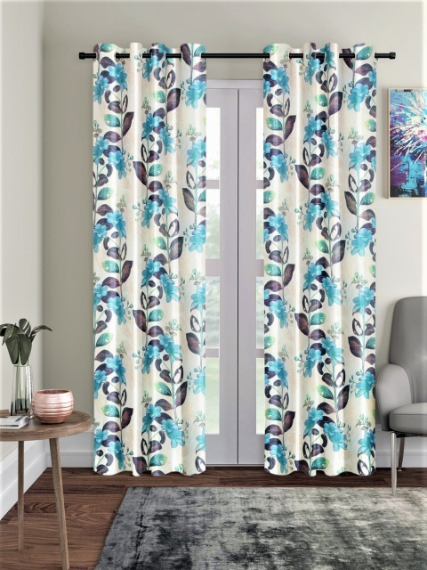 

Home Sizzler Blue & White Set of 2 Long Door Curtains