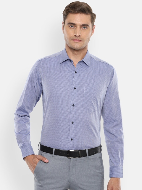 

Van Heusen Men Blue Regular Fit Self Design Cotton Casual Shirt