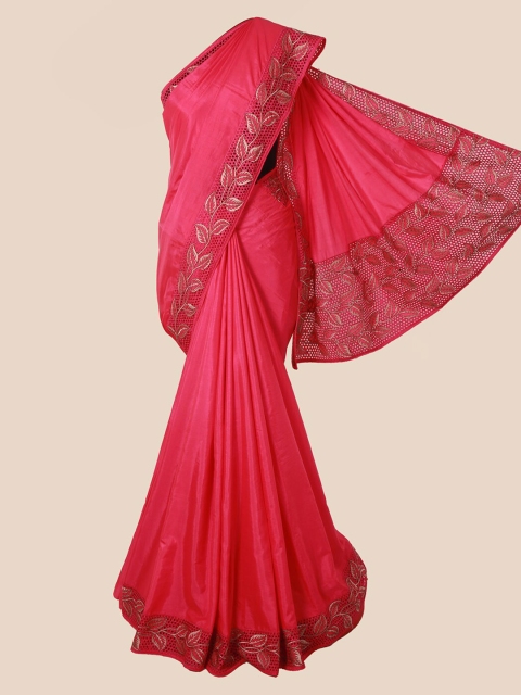

Pothys Magenta Solid Jute Silk Saree