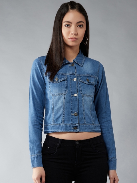 

DOLCE CRUDO Women Blue Solid Denim Jacket