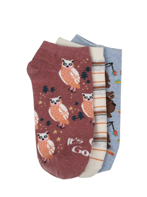 

AMERICAN EAGLE OUTFITTERS Women Pack Of 3 Printed Ankle-Length Socks, Brown