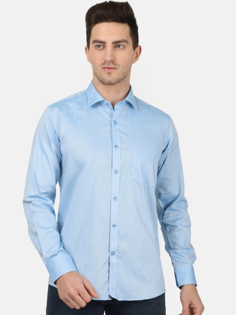 

Monte Carlo Men Blue Regular Fit Solid Cotton Casual Shirt