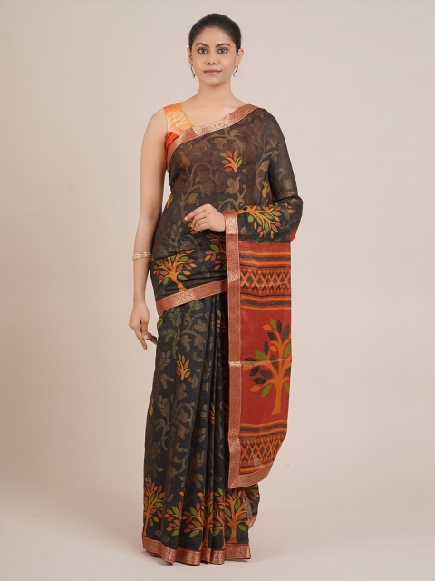 

Pothys Black Woven Design Jute Silk Saree
