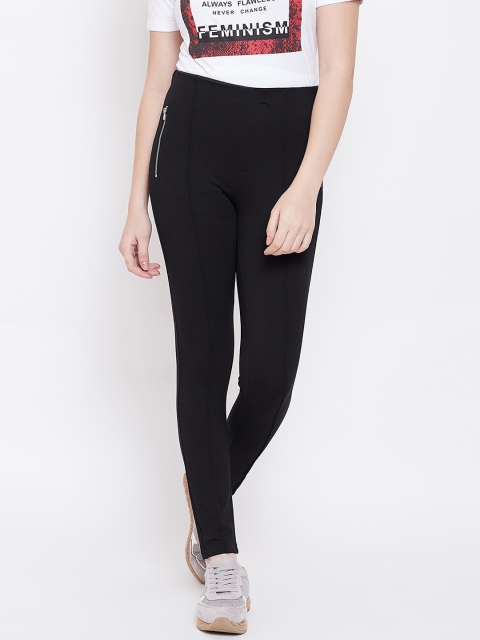 

Madame Women Black Solid Skinny-Fit Cotton Treggings