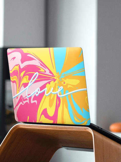 

happywagon Unisex Yellow & Pink Love Printed Laptop Skin